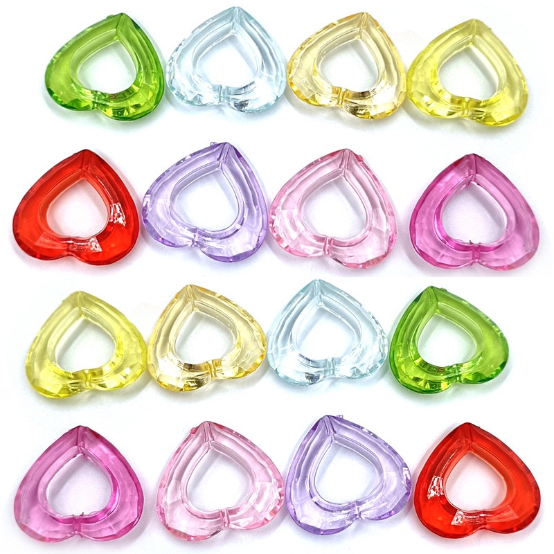 Bộ 10 Hạt Xỏ Lỗ Trái Tim Bằng Acrylic Màu Sắc Ngọt Ngào Dùng Làm Trang Sức Thủ Công DIY