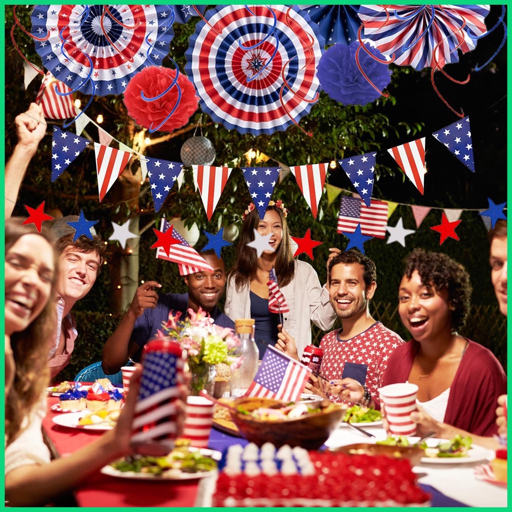Banner Hình Tam Giác 4th of July Dùng Trang Trí Tiệc Kỷ Niệm