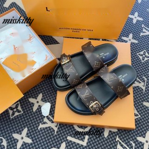 Dép Sandal Lvs0716 Đế Bằng Phong Cách Thời Trang Pháp Dành Cho Nữ