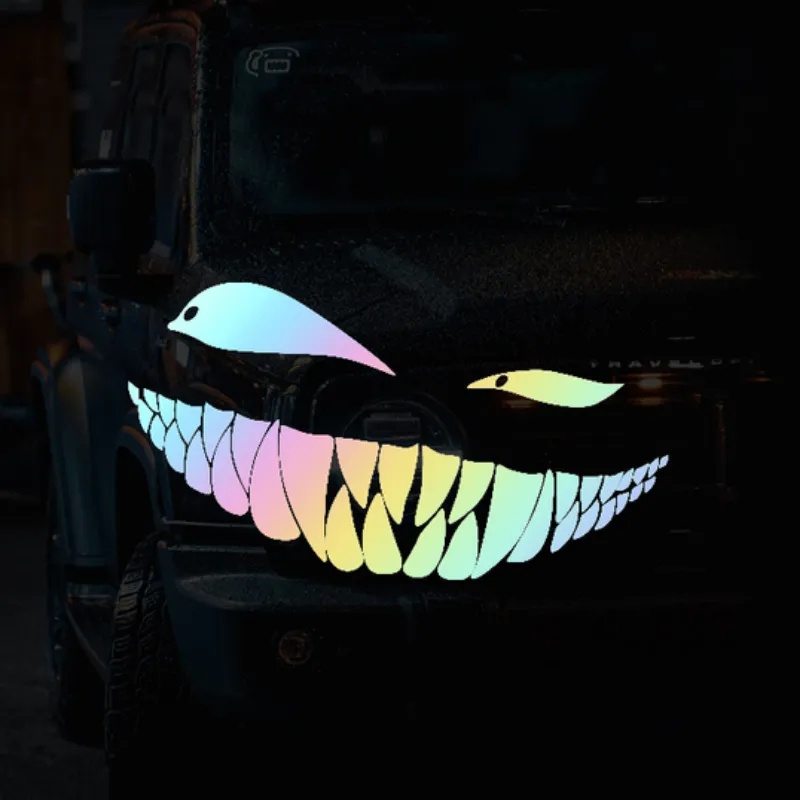 Miếng Dán Phản Quang In Chữ Demon Bad Smile Vui Nhộn Chống Thấm Nước Trang Trí Thân Xe Hơi / Xe Máy