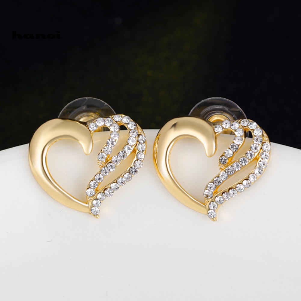 Bộ Trang Sức Mặt Trái Tim Rỗng Đính Đá Thời Trang