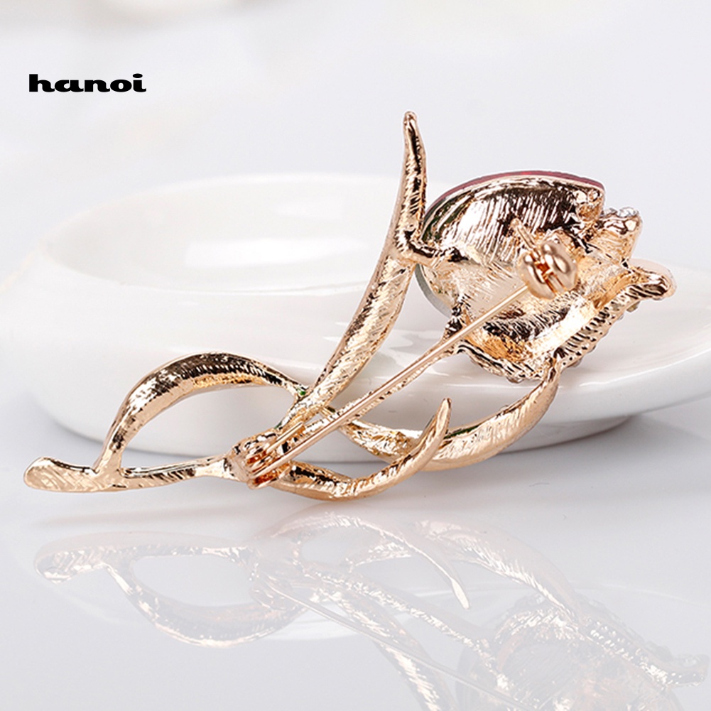 Ghim Cài Áo Hình Hoa Tulip Đính Đá Nhân Tạo Thời Trang Cho Nữ