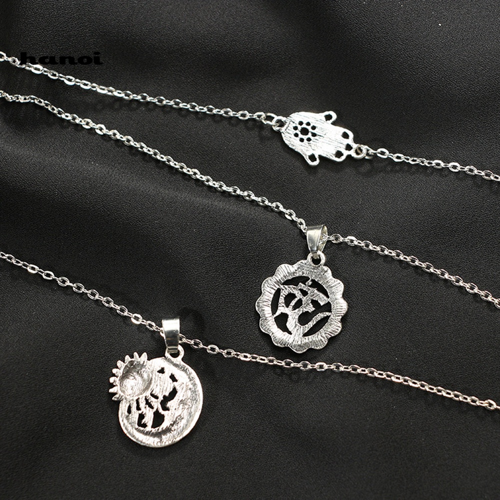 Vòng cổ NhiềU LớP HìNh BàN Tay Fatima MặT Trăng Ngôi Sao ThờI Trang Cho Nữ