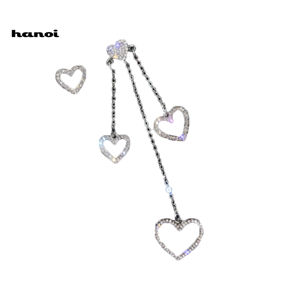 Đôi Khuyên Tai Dài Hình Bướm Và Trái Tim Đính Đá Thời Trang Cho Nữ