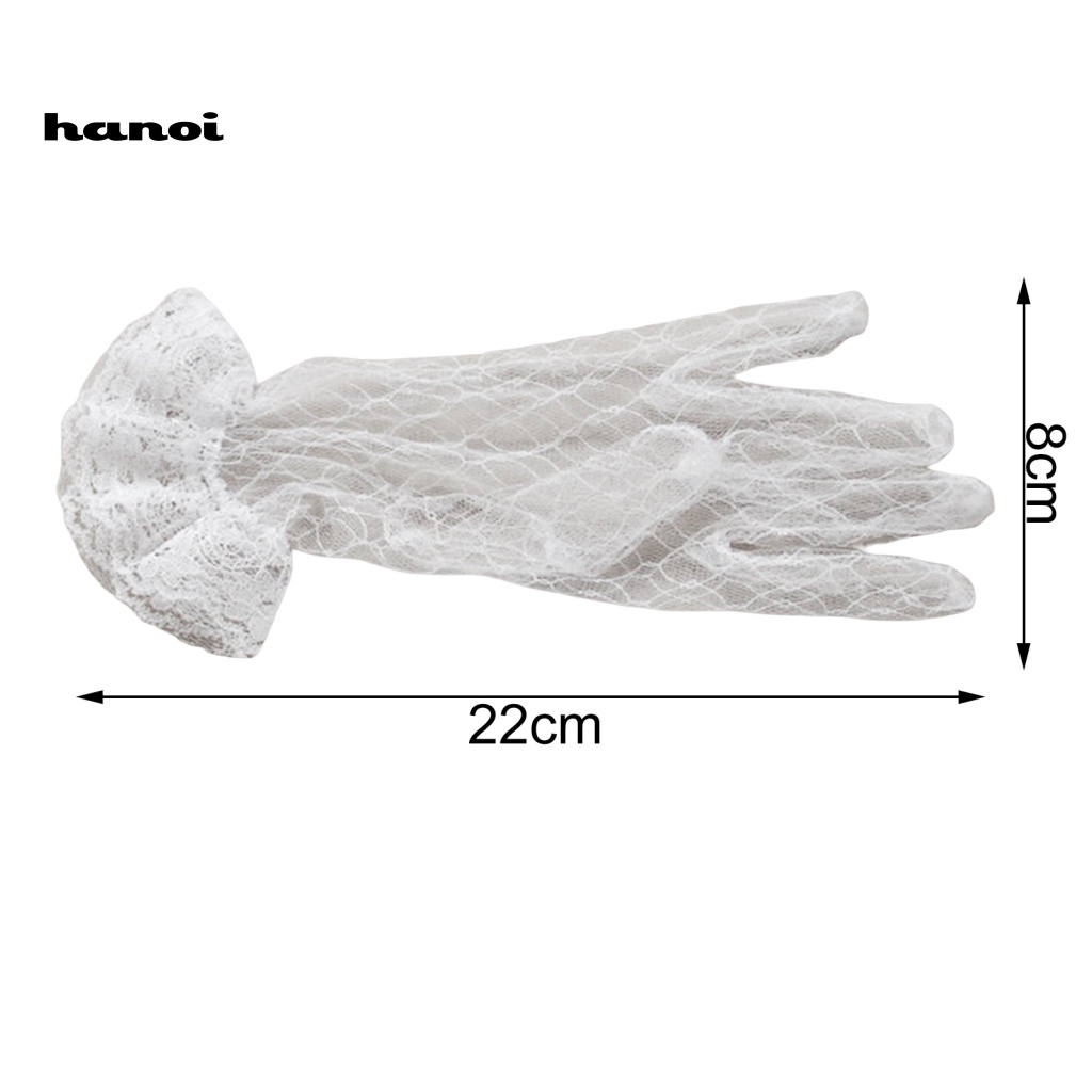 1 Đôi Găng Tay Phối Ren Xuyên Thấu Màu Sắc Thanh Lịch Dành Cho Cô Dâu