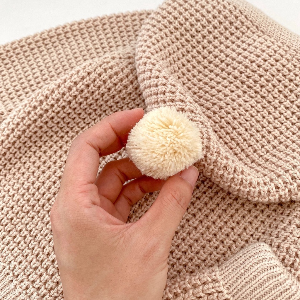 Bộ Áo Cardigan Cotton Có Nón Dệt Kim Màu Trơn Phối Quần Dài Thời Trang Mùa Thu 2023 Cho Bé Gái