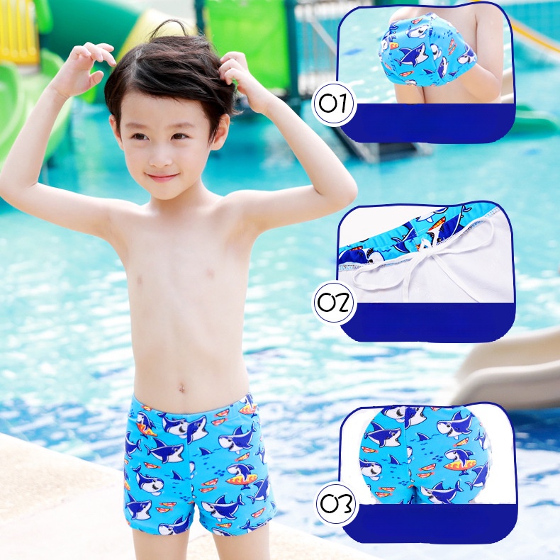 Quần Bơi Bé Trai Và Mũ Bơi Đồ Bơi Bé Trai 10-30kg Họa Hình Cá Mập Dễ Thương Chất Thun Co Dãn Cao Cấp Mùa
