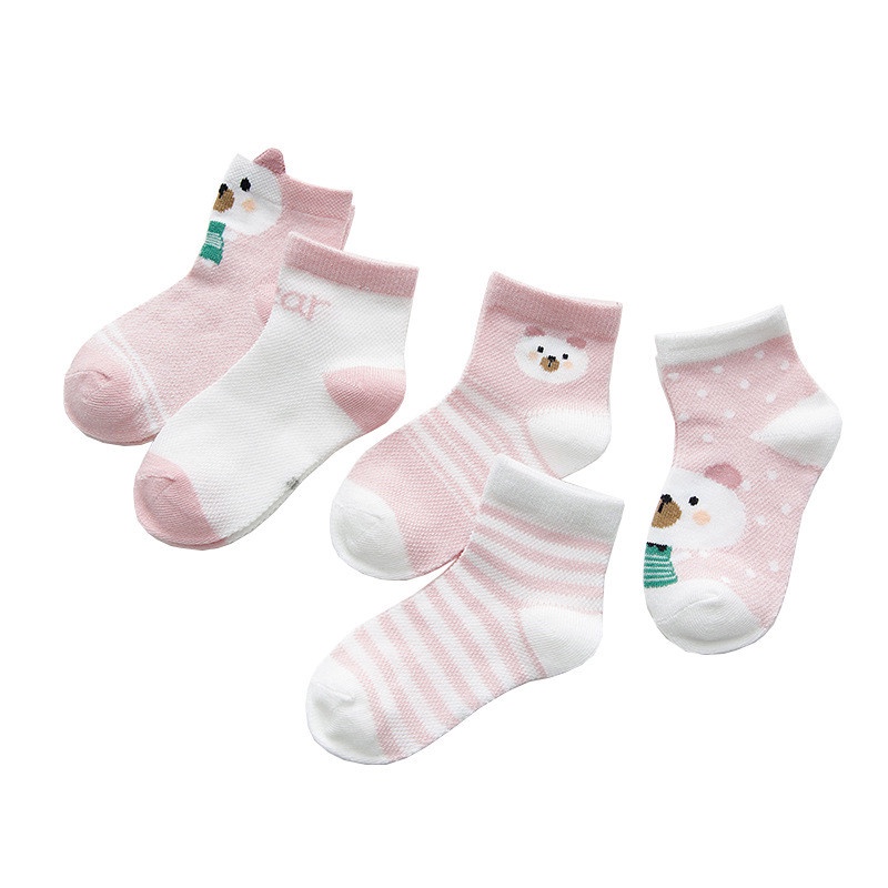 Set 5 Đôi Tất Cotton Mỏng Phối Lưới Thời Trang Mùa Hè Cho Bé Sơ Sinh