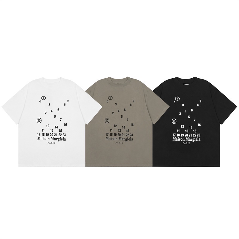 Áo Thun Cotton Tay Ngắn In Chữ Kỹ Thuật Số MAISON MARGIELA Cổ Điển Thời Trang Unisex