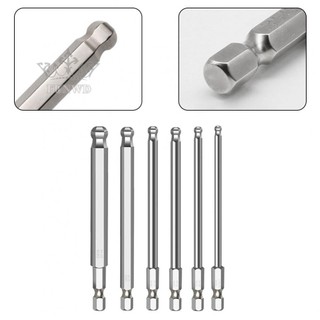 【FUNWD】6pcs Ball End Hex Screwdriver Bits Metric Hex Bit 100mm Long Magnetic Driver Bit