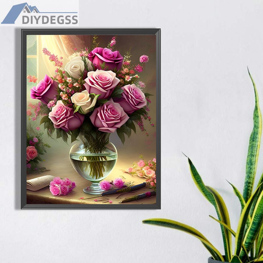 Tranh Đính Đá Kim Cương Toàn Bộ 5D DIY Hình Vẽ Hoa Hồng