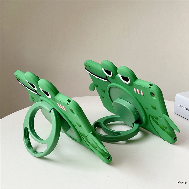 Đèn Ngủ Hình Cá Sấu Hoạt Hình 3600 Độc Đáo°Ốp Máy Tính Bảng Chống Rơi Có Giá Đỡ Cho IPad10.2 / 10.5 Ipad10th Mini4 Mini6 IpadAir 9.7 Air4 10.9 Pro11 Ipad Gen9