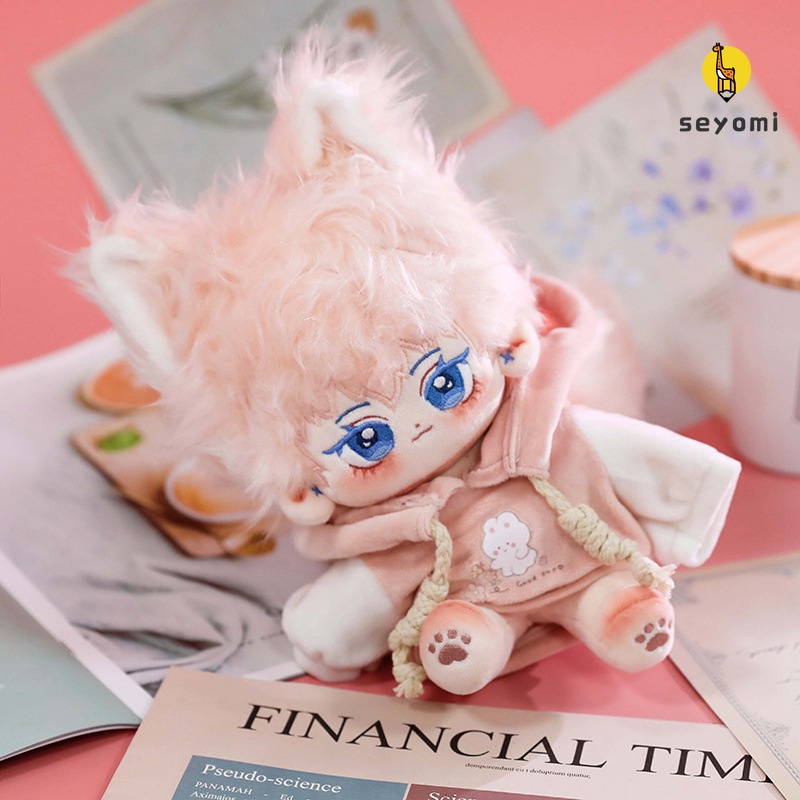 Búp Bê Nhồi Bông Cotton Màu Hồng Đáng Yêu 20cm Búp bê nhồi bông lông mềm DIY làm tóc quà tặng trang trí nhà