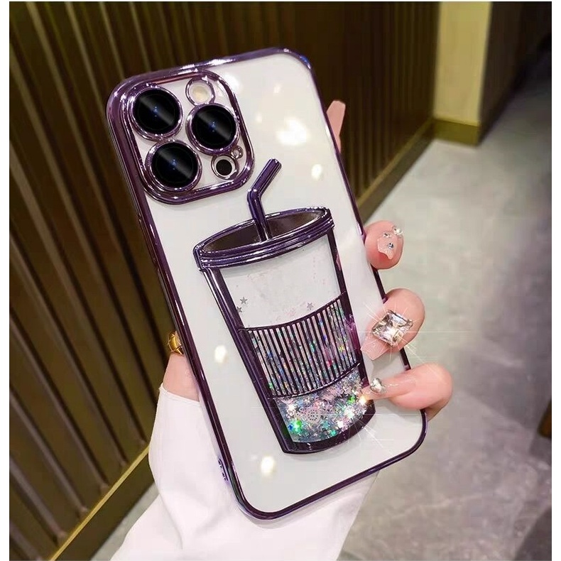 Ốp Điện Thoại Cát Chảy Hình Ly Sữa Cho iPhone 14 pro max 11 12 pro max 13 pro max