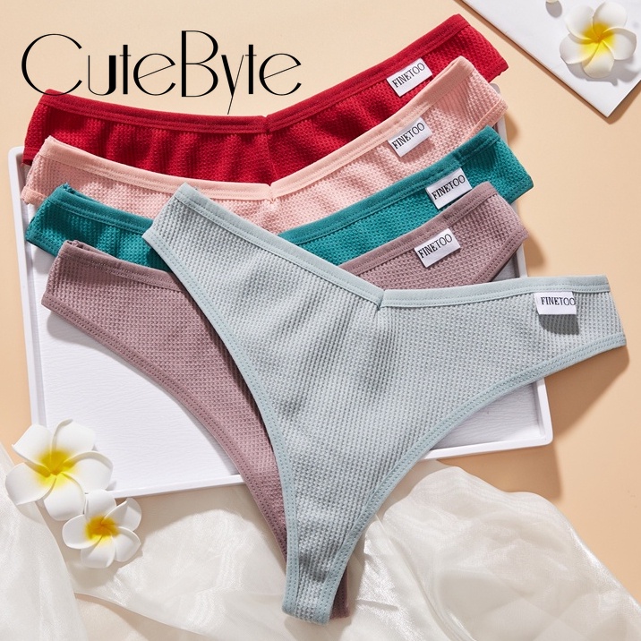 CuteByte Quần Lót Cotton Lọt Khe Không Đường May 10 Màu Tùy Chọn Cho Nữ