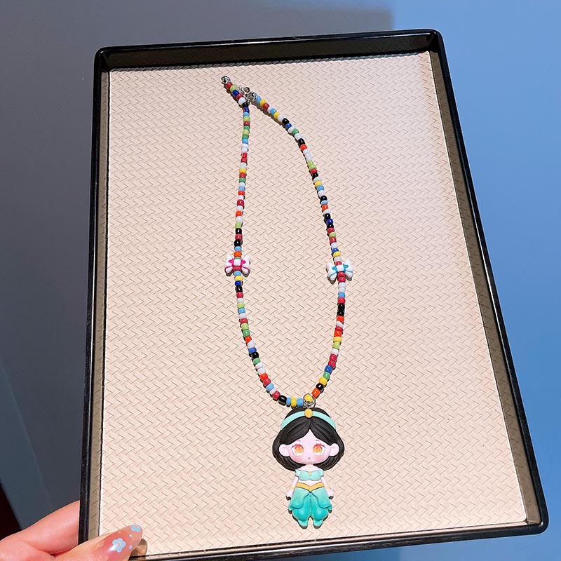 Vòng Cổ Xỏ Hạt Thủ Công Hình Công Chúa frozen / Nàng Tiên Cá Hoạt Hình Cho Bé Gái