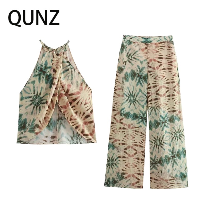 Qunz Bộ Áo Sát Nách + Quần Dài In Họa Tiết Thời Trang 9607