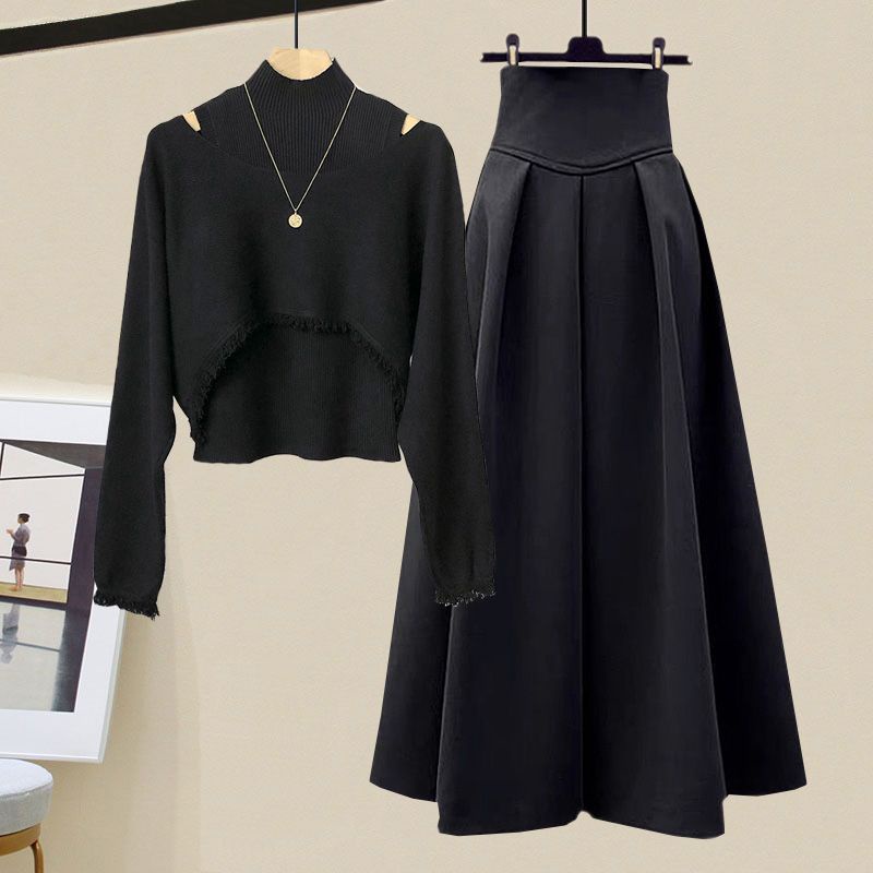 Set Áo Sơ Mi Và Chân Váy Dệt Kim Thời Trang Mùa Xuân Mới Cho Nữ
