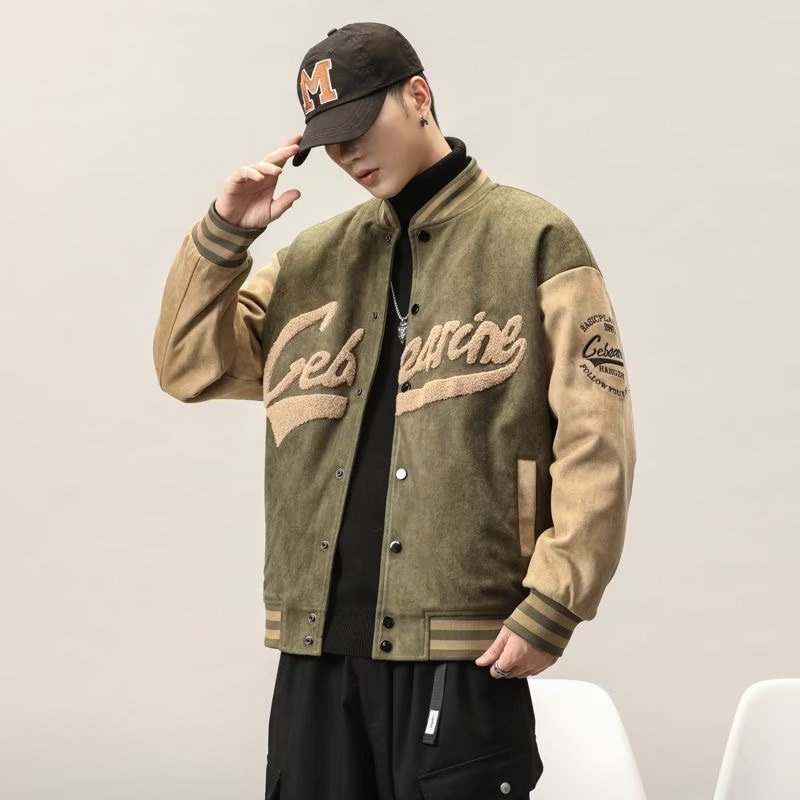 Áo Khoác Bóng Chày Da Lộn vintage Thời Trang Xuân Thu Mới Cho Nam