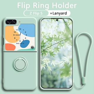 ốp lưng Samsung Galaxy Z Flip 5 Flip 4 Flip 3 5G Giá đỡ vòng từ tính Chân đế Silicone mềm Bảo vệ toàn diện Máy ảnh Dây buộc Miễn phí Chống va đập