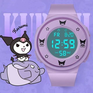 Đồng Hồ Đeo Tay Sanrio Kuromi Có Đèn LED Chống Nước Với Dây Đeo Silicone Chất Lượng Cao Cho Bé Gái