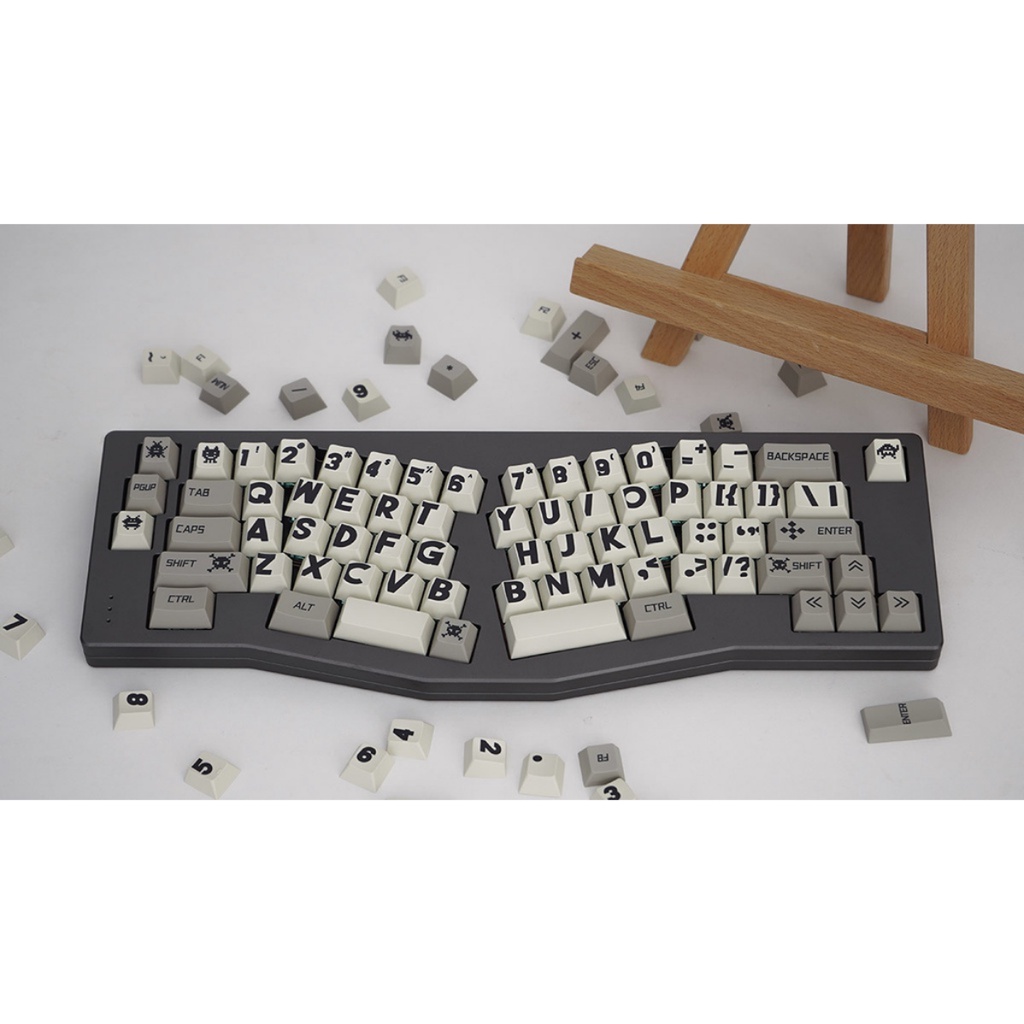 Retro Big Font Keycaps Cherry Profile PBT Dye Sub Bàn Phím Cơ Keycap