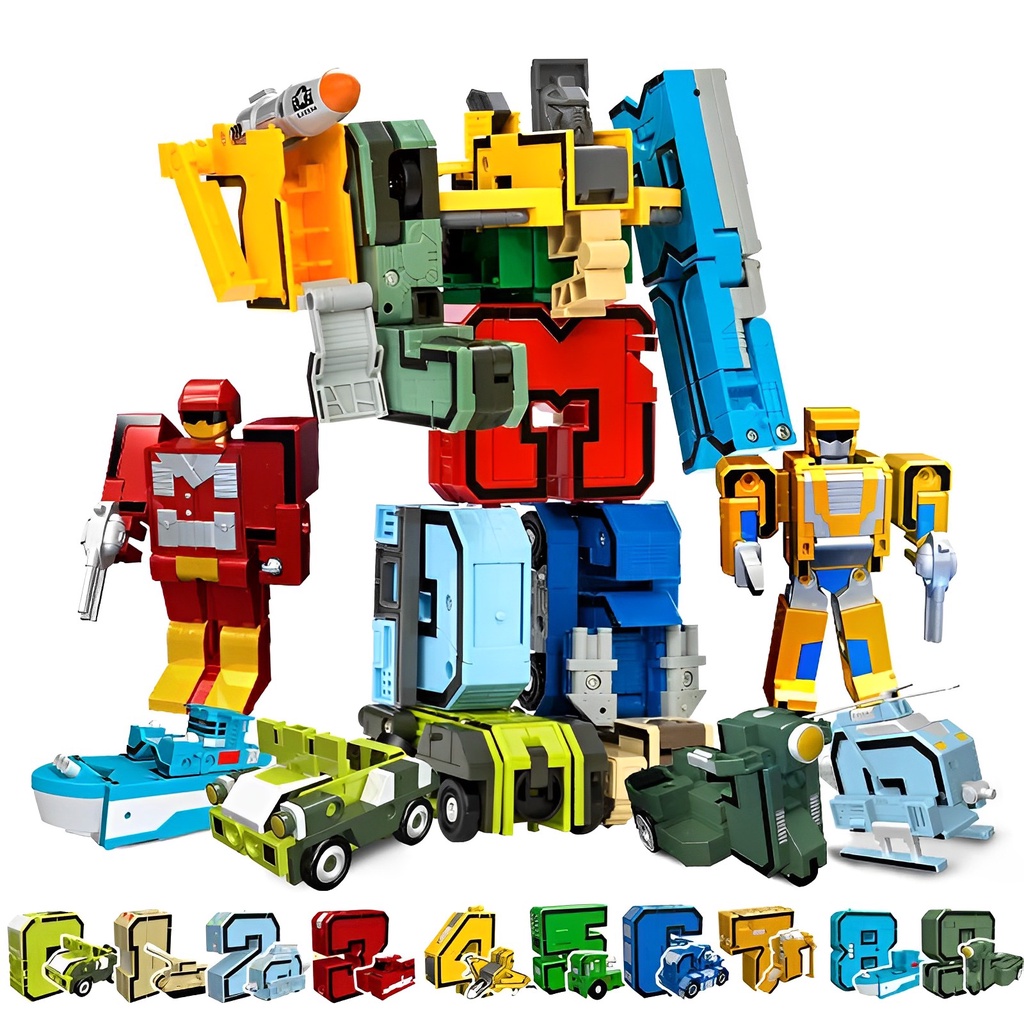 10PCS TRANSFORMATION NUMBER ROBOT TOY BUILDING BLOCKS DEFORMATION POCKET MORPHERS EDUCATIONAL ACTION FIGURE TOY FOR CHILDREN