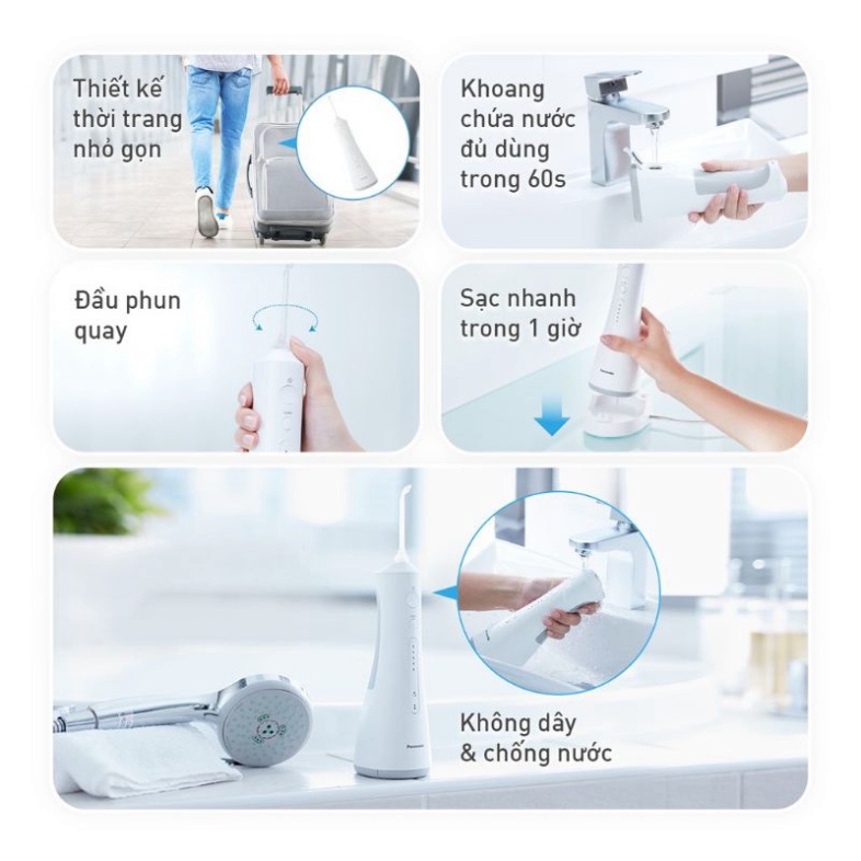 Máy Tăm Nước Panasonic EW1511 / EW1513, Công Nghệ Ion Âm, Model 2023, Nhập Đức, BH 12 Tháng