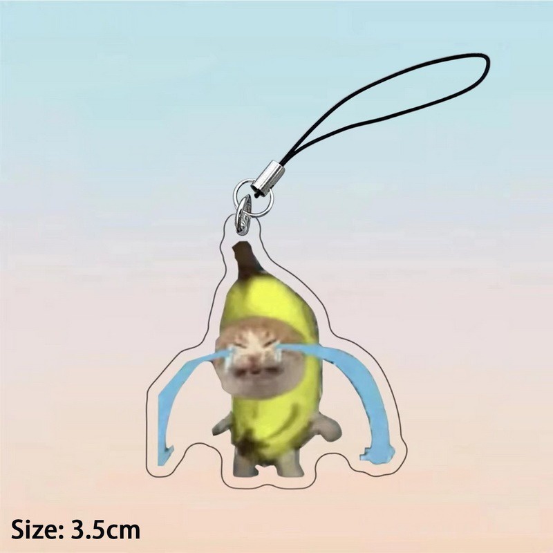 Móc khóa MÈO CHUỐI Banana Cat khóc nhè, mèo Happy Cat trang trí balo, chìa khóa dễ thương cute Mèo méo meo mèo meo