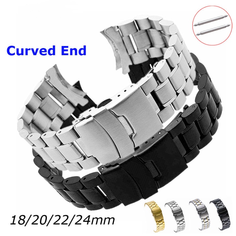 18mm 20mm 22mm 24mm cong cuối đồng hồ dây đeo bằng thép không gỉ dây đeo đồng hồ khóa đôi dây đeo đồng hồ dây đeo cổ tay có ghim