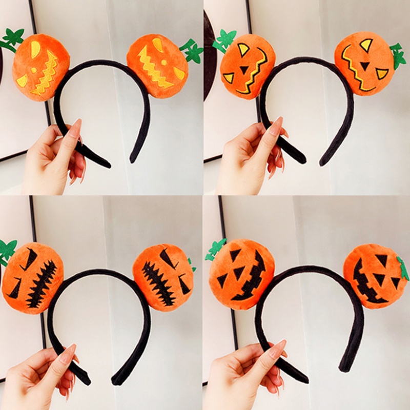 Băng Đô Cài Tóc Rửa Mặt Bằng Lông Nhung Họa Tiết Bí Ngô Halloween Dễ Thương Vui Nhộn Cho Bé Gái