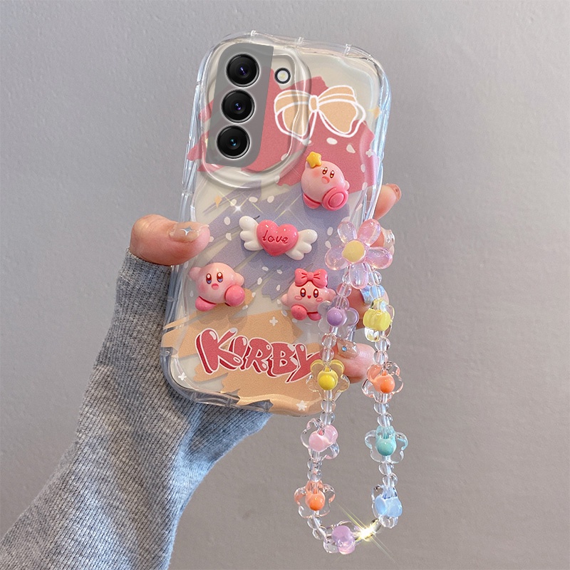 Đối với samsung a02 m02 a022 m022 a02s a025 m02s f02s a03 a10 a10s m10s búp bê dễ thương vỏ điện thoại hình hoạt hình gợn sóng lớn có vòng đeo tay cho bé gái