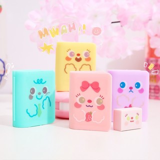 1 set 2-in-1 cartoon book shaped pencil sharpener erasers set children manual pencil sharpener &eraser