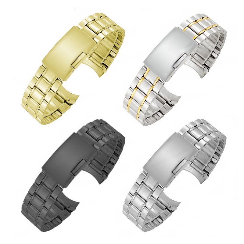 Dây đeo đồng hồ bằng thép không gỉ 20mm 22mm cho dây đeo seiko vòng đeo tay đa năng phụ nữ đàn ông thay thế dây đeo tay cong đầu kim loại