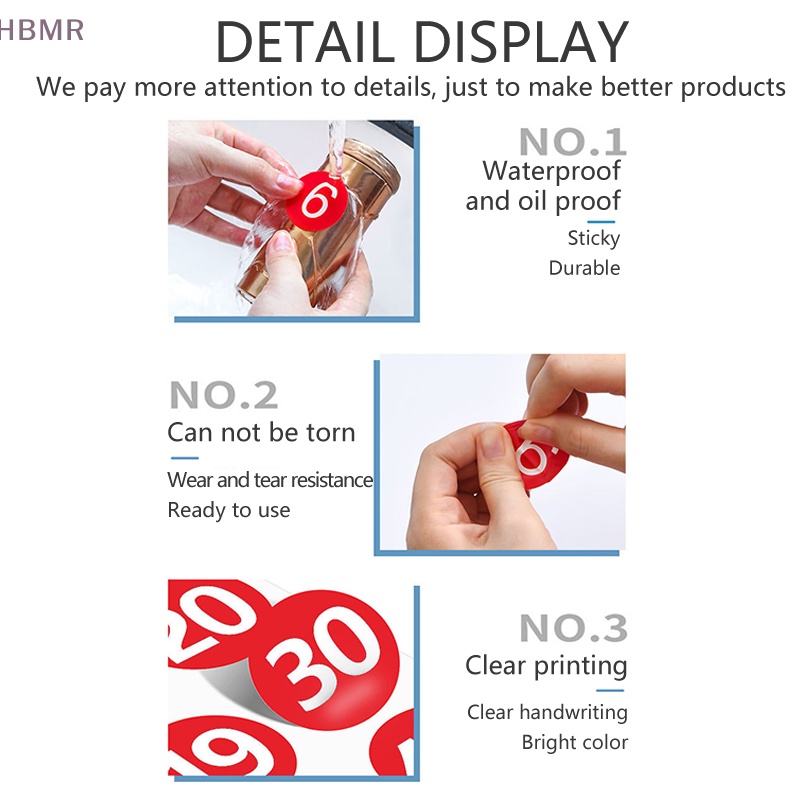] 4sheets 1-200 số liên tiếp nhãn tự dính tròn 2,54cm/Decal số nhãn mác quần áo