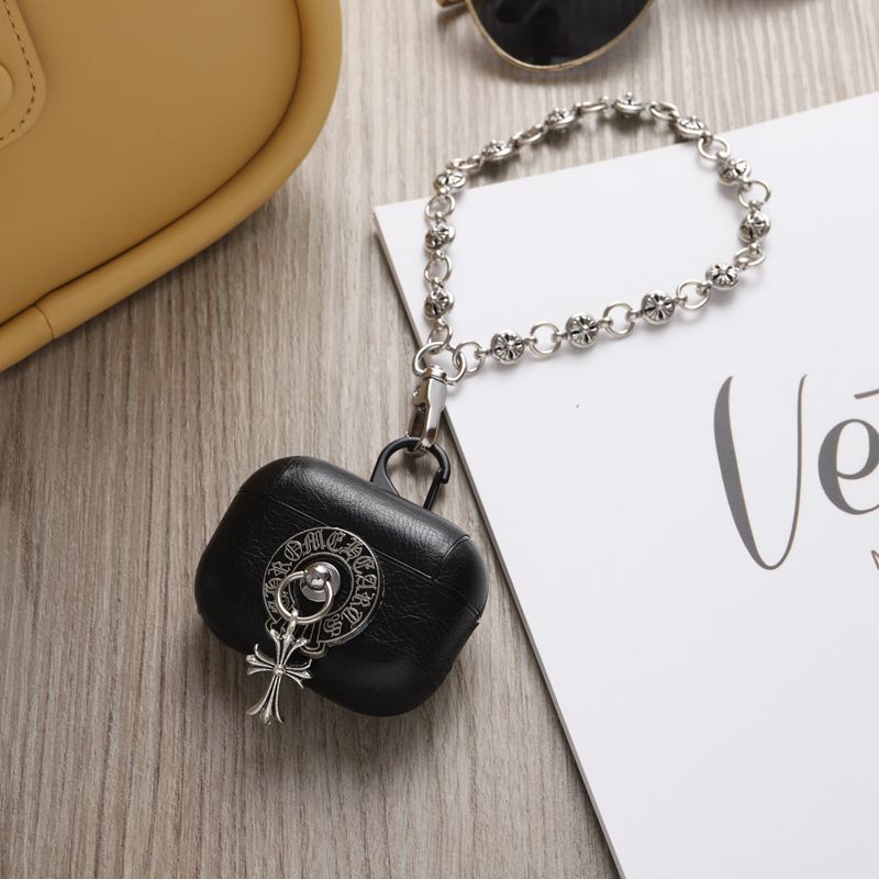 Tương thích với airpods 1 2 3 pro thế hệ cross chrome hearts cho airpods pro gen 2 vỏ bảo vệ bằng da pu có dây chuyền