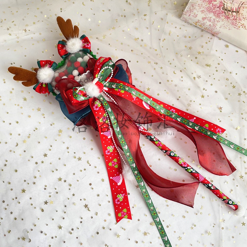 Kẹp Tóc Đính Nơ Phong Cách lolita Giáng Sinh Xinh Xắn