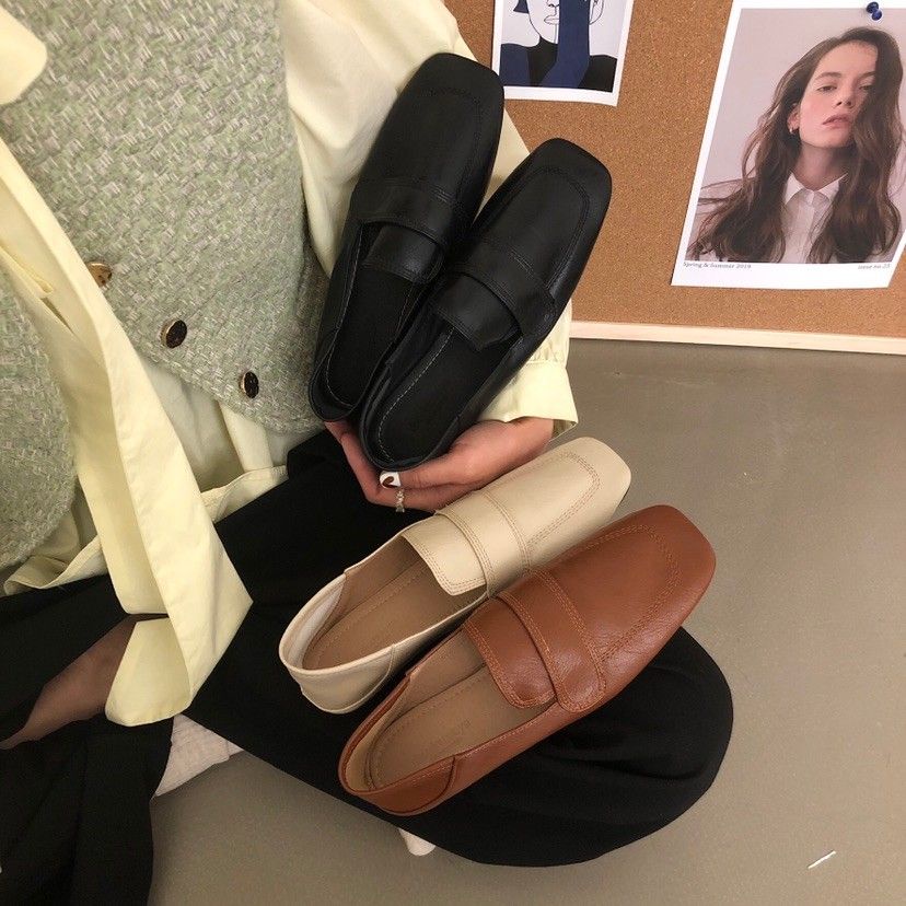 Retro simple peas shoes phong cách mới bốn mùa thoải mái slip-on giày lười nữ