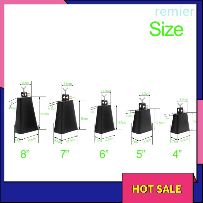 Re 4/5/6/7/8 inch thép kim loại cattlebell cowbell dụng cụ gõ chuông bò được cá nhân hóa