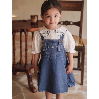 Đầm jean kết hợp áo thêu bé gái ,bé nào diện cũng xinh yêu