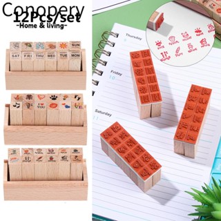  Conopery 12 cái   bộ con dấu cao su bằng gỗ art craft diy albums đồ dùng vẽ scrapbooking 
