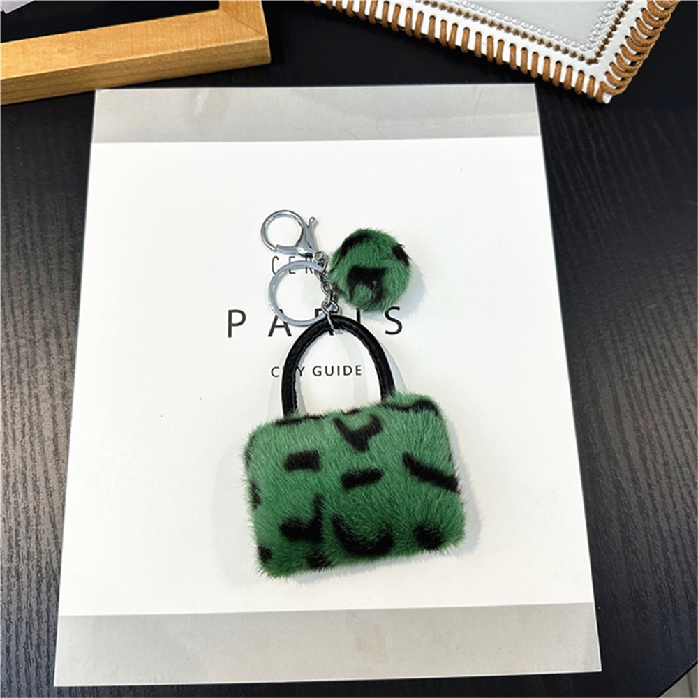 Hình dạng túi xách dễ thương fluffy keychain sáng tạo leopard plush ball keyrings cho phụ nữ người giữ chìa khóa ô tô phụ kiện quà tặng bạn bè