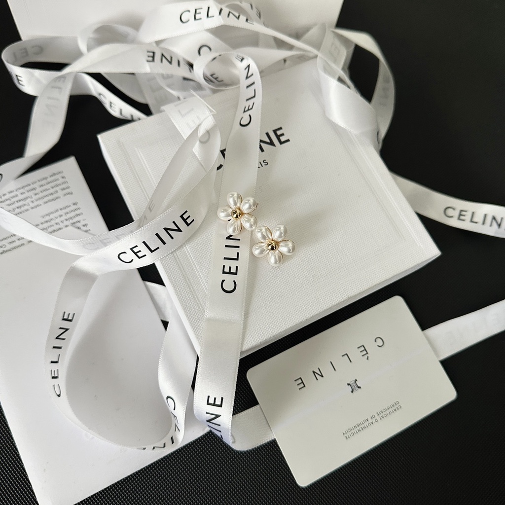 Celine bông tai titan thép chữ logo tai hoop stud bông tai trang sức phụ nữ