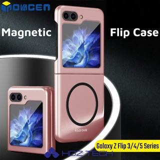 Inovagen cho samsung galaxy z flip 5, flip 4 flip 3 magnetic case, baby skin touch, hỗ trợ sạc không dây, vỏ bảo vệ toàn diện pc chống vân tay