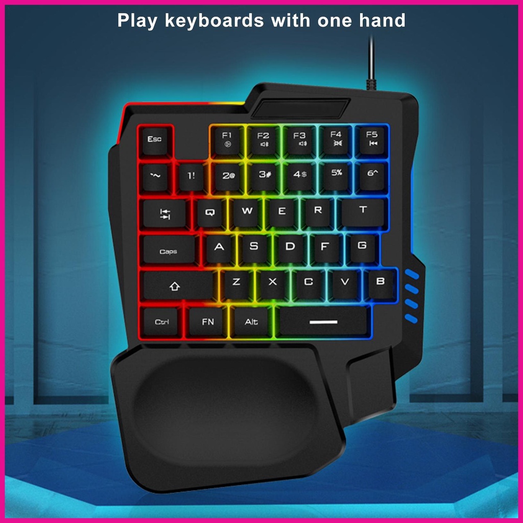 Bàn phím chơi game một tay bàn phím chơi game mini bàn phím nửa bàn phím chơi game rgb với 35 phím fotvn di động