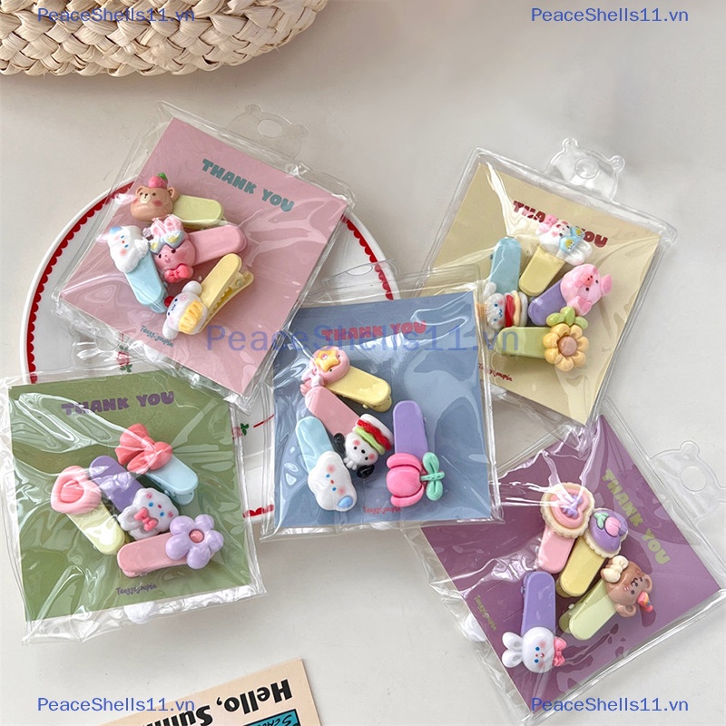 Peaceshells 4 cái gấu dễ thương thỏ bowknot hoa trái tim kẹp tóc mũ nón ngọt ngào kẹp tóc tươi kẹp tóc cho phụ nữ phụ kiện tóc thời trang.