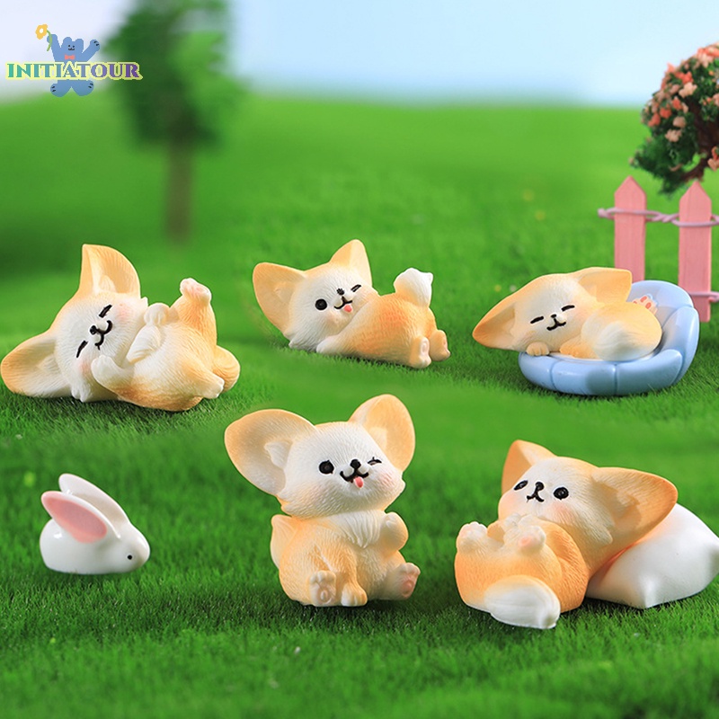 Phim hoạt hình dễ thương fox resin vườn cổ tích bức tượng nhỏ trang trí vi cảnh trang trí nội thất phụ kiện nhà búp bê