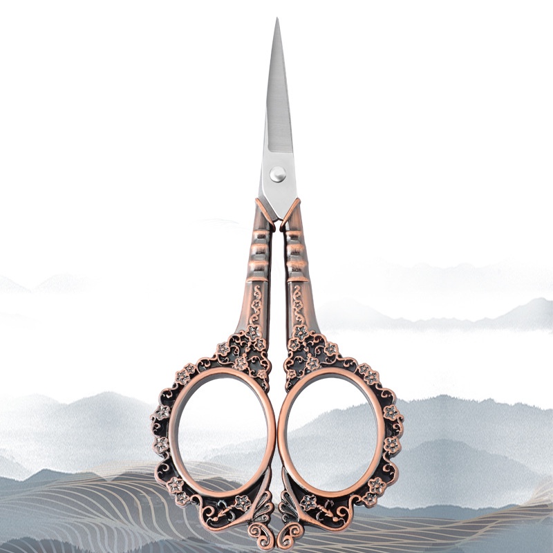 Hoa mận mô hình thép không gỉ Vintage kéo may vải máy cắt thêu thợ may kéo chỉ công cụ may