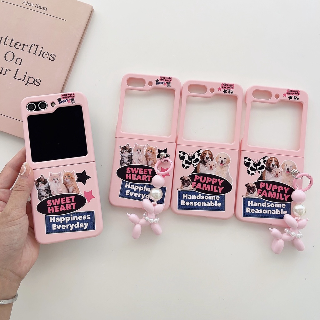Samsung galaxy z flip 5 5g thời trang da cảm giác dễ thương phim hoạt hình chú chó bông barbie samsung z flip 5 pc case cứng chống sốc điện thoại sáng tạo vỏ