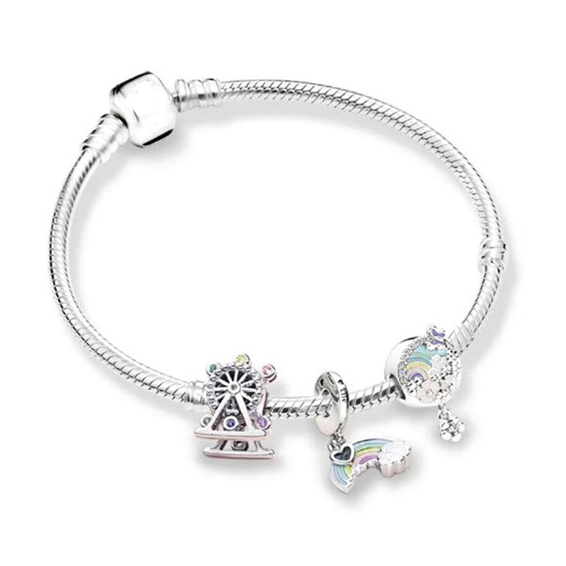 Châu âu charm rainbow series vòng tay quyến rũ của phụ nữ cho phụ nữ diy love rainbow beads mặt dây chuyền thương hiệu vòng tay tại chỗ bán buôn